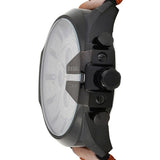 Diesel Mega Chief Chronograph Grey Dial Brown Leather Strap Watch For Men - DZ4463