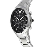 Emporio Armani Classic Chronograph Black Dial Silver Steel Strap Watch For Men - AR2434