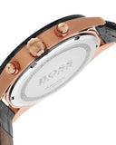 Hugo Boss Talent Chronograph Black Dial Black Leather Strap Watch For Men - 1513580