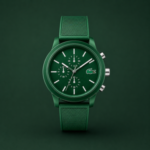 Lacoste 12.12 Chronograph Green Dial Green Silicone Strap Watch for Men - 2010973