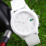 Lacoste 12.12 Chronograph White Dial White Silicon Strap Watch for Men - 2010974