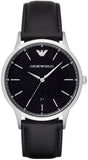Emporio Armani Renato Analog Black Dial Black Leather Strap Watch For Men - AR8035