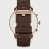 Lacoste Replay Chronograph Black Dial Brown Leather Strap Watch for Men - 2011257