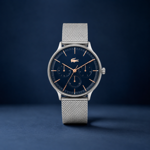 Lacoste Club Multifunction Blue Dial Silver Mesh Strap Watch for Men - 2011228
