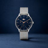 Lacoste Club Multifunction Blue Dial Silver Mesh Strap Watch for Men - 2011228