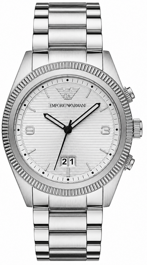 Emporio Armani Classic Silver Dial Silver Steel Strap Watch for Men - AR5894