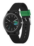 Lacoste 12.12 Black Dial Black Silicon Strap Watch for Men - 2011134