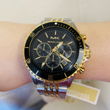 Michael Kors Bayville Chronograph Black Dial Two Tone Steel Strap Watch For Women - MK8872