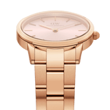 Daniel Wellington Iconic Link Pink Dial Rose Gold Steel Strap Watch For Women - DW00100335