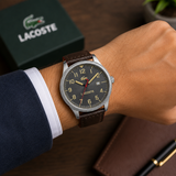 Lacoste Continental Gray Dial Brown Leather Strap Watch for Men - 2011020