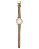 Emporio Armani Gianni T Bar Crystals Silver Dial Brown Leather Strap Watch For Women - AR11518