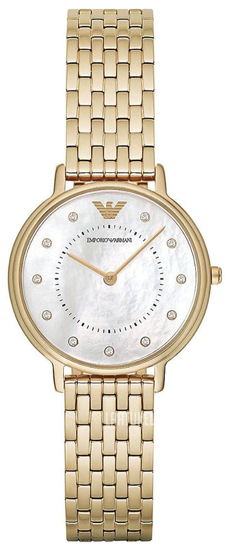 Emporio Armani Dress Analog Mother of Pearl Dial Gold Steel Strap Watch For Women - AR11007