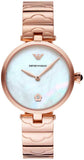 Emporio Armani Arianna White Mother of Pearl Dial Rose Gold Steel Strap Watch For Women - AR11236