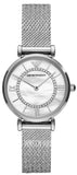 Emporio Armani Gianni T-Bar Quartz Mother of Pearl Dial Silver Mesh Bracelet Watch For Women - AR11319