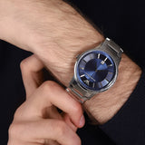 Emporio Armani Renato Blue Dial Silver Steel Strap Watch for Men - AR11180