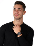 Emporio Armani Renato Black Dial Black Leather Strap Watch for Men - AR11276