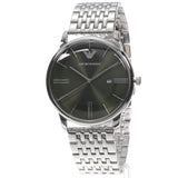 Emporio Armani Minimalist Green Dial Silver Steel Strap Watch for Men - AR11644