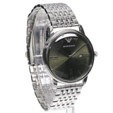 Emporio Armani Minimalist Green Dial Silver Steel Strap Watch for Men - AR11644