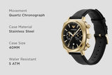 Emporio Armani Ruggero Chronograph Black Dial Black Leather Strap Watch for Men - AR11690