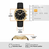 Emporio Armani Ruggero Chronograph Black Dial Black Leather Strap Watch for Men - AR11690