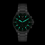 Emporio Armani World Explorer Solar Chronograph Green Dial Silver Steel Strap Watch for Men - AR11741