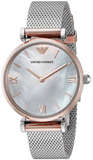 Emporio Armani Retro Mother of Pearl Dial Silver Mesh Bracelet Watch For Women - AR2067