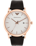 Emporio Armani Luigi White Dial Brown Leather Strap Watch For Men - AR2502
