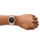 Emporio Armani Federico Black Dial Silver Steel Strap Watch for Men - AR80077