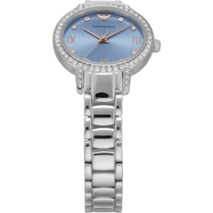 Emporio Armani Cleo Sunray Blue Dial Silver Steel Strap Watch for Women - AR11585
