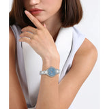 Emporio Armani Cleo Sunray Blue Dial Silver Steel Strap Watch for Women - AR11585