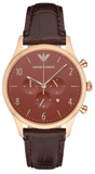 Emporio Armani Classic Chronograph Burgundy Dial Brown Leather Strap Watch For Men - AR1890