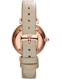 Emporio Armani Gianni T Bar Gunmetal Dial Beige Leather Strap Watch For Women - AR1681
