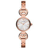 Emporio Armani Retro Quartz Silver Dial Rose Gold Steel Strap Watch For Women - AR1776