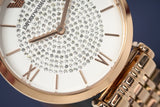 Emporio Armani T-Bar Gianni Crystal Pave Dial Rose Gold Steel Strap Watch For Women - AR11244