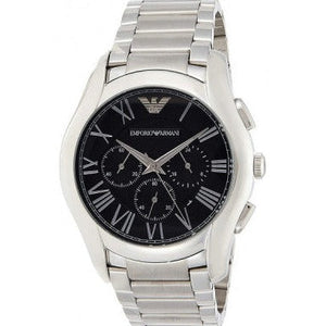 Emporio Armani Valente Chronograph Quartz Black Dial Silver Steel Strap Watch For Men - AR11083