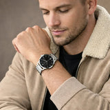 Emporio Armani Ruggero Black Dial Silver Steel Strap Watch for Men - AR11310