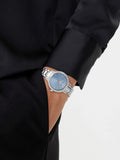 Emporio Armani Cleo Sunray Blue Dial Silver Steel Strap Watch for Women - AR11585