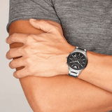 Emporio Armani Classic Chronograph Black Dial Silver Steel Strap Watch For Men - AR2434
