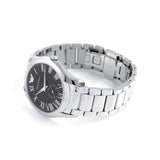 Emporio Armani Valente Quartz Black Dial Silver Steel Strap Watch For Men - AR11086