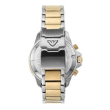 Emporio Armani World Explorer Chronograph Blue Dial Two Tone Steel Strap Watch for Men - AR11740