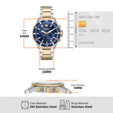 Emporio Armani World Explorer Chronograph Blue Dial Two Tone Steel Strap Watch for Men - AR11740