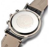Emporio Armani Classic Chronograph Silver Dial Black Leather Strap Watch For Men - AR2432
