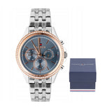 Tommy Hilfiger Ari Diamonds Blue Dial Silver Steel Strap Watch for Women - 1781976