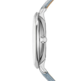 Fossil Jacqueline White Dial Light Blue Leather Strap Watch for Women - ES3821