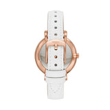 Fossil Jacqueline Quartz Mother of Pearl White Dial White Leather Strap Watch for Women - ES4579