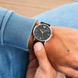Emporio Armani Kappa Analog Quartz Black Dial Black Leather Strap Watch For Men - AR11013