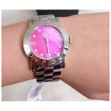 Marc Jacobs Amy Pink Dial Silver Steel Strap Watch for Women - MBM8623