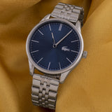Lacoste Vienna Blue Dial Silver Steel Strap Watch for Men - 2011049