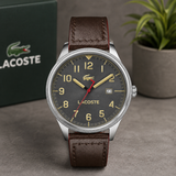 Lacoste Continental Gray Dial Brown Leather Strap Watch for Men - 2011020