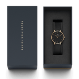 Daniel Wellington Classic Petite Pressed Ashfield Black Dial Black Mesh Bracelet Watch For Women - DW00100441